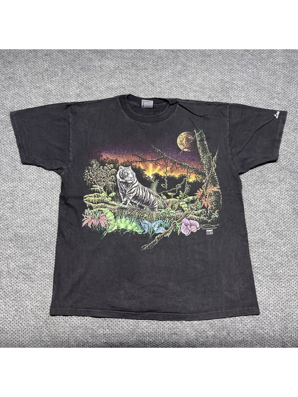 Vintage 1990S Wildlife Jungle Nature Tiger T-Shirt XL Men’s Black Made In USA
